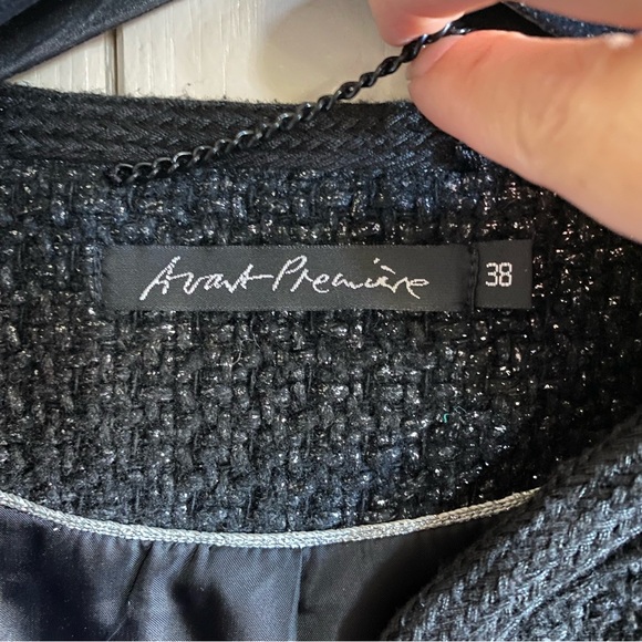 Avant Premiere Pairs Women's collarless Blazer wool office career black 38 Small - Picture 3 of 14